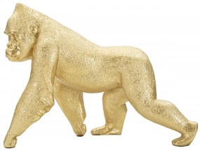 Figurina decorativa aurie din polirasina, 29,7x11,5x21,8 cm, Gorilla Mauro Ferretti