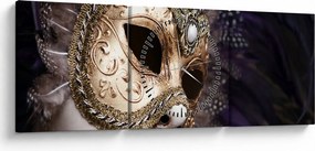Tablou cu statuie cu masca (cu ceas) (90x30 cm)