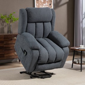 HOMCOM Fotoliu Electric cu Ridicare și Reclinare 135° în Material Textil Efect In cu Suport Picioare, Gri Închis | Aosom Romania