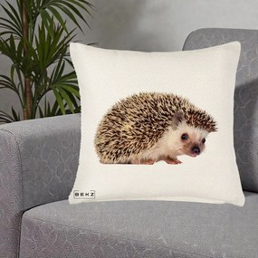 Perna Decorativa Arici Fotorealist, 40x40 cm, Crem Reliefat, Husa Detasabila, Perna Inclusa, BEKZ®