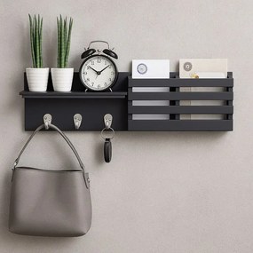 Cuier cu 3 agatatori, Antracit Homs, gri antracit, 60 x 15 x 10 cm, MDF