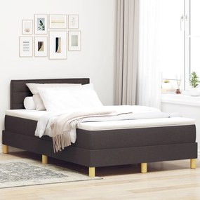 vidaXL Pat cu arcuri și saltea maro închis 120x200 cm, țesătură