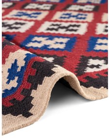 Covor tip traversă roșu reversibil, țesut manual din lână 60x190 cm Kamal Rami – Nouristan