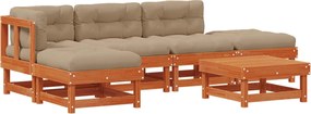 vidaXL Set de lounge pentru grădină 6 pcs Maro Ceară Lemn masiv de pin