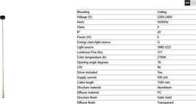 Pendul LED stil minimalist DIANA 40 auriu