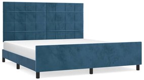 3125773 vidaXL Cadru de pat cu tăblie, albastru închis, 180x200 cm, catifea