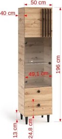 Vitrina inalta, 50x40x196 cm, LIVIA 05, ADRK Furniture