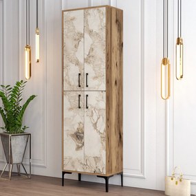 Comodă pentru pantofi Berlin A - Walnut, White Marble