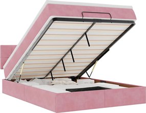 vidaXL Cadru de pat otoman cu saltea roz 140x200cm catifea