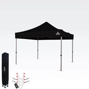 Foișor de grădină pliabil 3x3 m | Protecție UV/PVC premium | Construcție robustă BRIMO | Montaj rapid fără scule - fără pereți - Negru