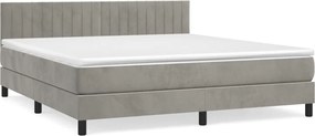 vidaXL Pat box spring cu saltea, gri deschis, 160x200 cm, catifea