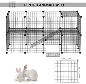PawHut Țarc din Metal pentru Animale Mici de Companie cu 36 de Panouri Metalice și Ușă, 146x73x73 cm, Negru | Aosom Romania