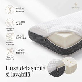 Perna cervicala ortopedica CERVI-SAN Prim memory foam, 9/3 cm, husa Tencel