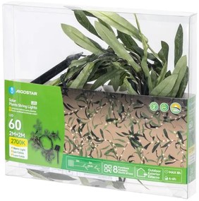 Instalație LED solară Aigostar 60xLED/4m IP65 alb cald măslin