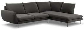 Coltar Vienna 6 locuri velvet picioare negre L275 cm