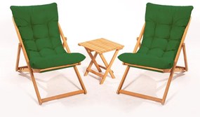 Set mobilier de grădină verde/natural din lemn de fag pentru 2 persoane – Floriane Garden