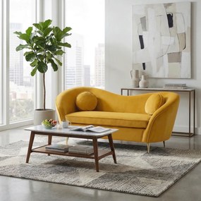 Canapea cu 2 locuri de design, ţesătură Velvet galbenă/gold crom auriu, EZIO TYP 2