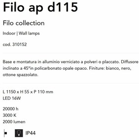 Aplica LED pentru baie cu protectie IP44 Filo ap d115 negru