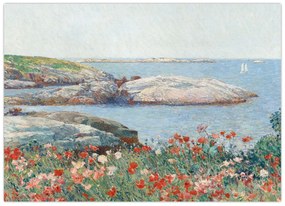 Tablou pe sticlă - Childe Hassam, Poppies,  Isles of Shoals, reproducere (70x50 cm)