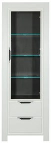 Vitrina Cube, 1Usa + 2Sertare, Alb, 195 x 42 x 66 Cm