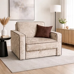 Fotoliu SAMY NEXT extensibil, cu lada de depozitare, stofa plusata bej , cadru metalic ,103x100x92 Catifea plusata, Bej