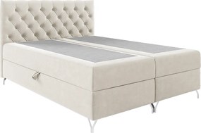 Pat cu boxspring, 160x200, material alb Velvet, GULIETTE + cadou