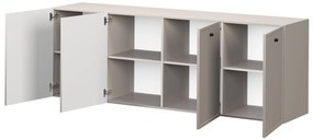 Comodă suspendată cu patru uși Lorini 200 cm - cașmir / mânere negre