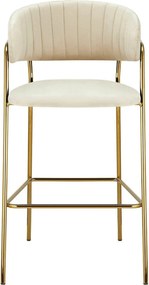 Scaun bar DASMIN TIP 2, bej/auriu, stofa catilfelata/metal, 54x54x109