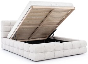 Pat tapițat Magnelio 160x200 cu ladă de depozitare - bej țesătură ușor de curățat Leo 03