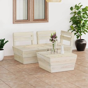 vidaXL Set mobilier de grădină paleți, 3 piese, lemn de molid tratat