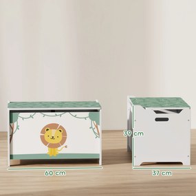 AIYAPLAY Cutie pentru Jucării cu Capac, Balamale de Siguranță și Mânere Adâncite, Organizator pentru Depozitarea Jucăriilor pentru Copii, Camera de Zi, Camera de Joacă, Verde | Aosom Romania