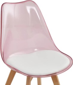 Scaun, roz transparent, acrilic/piele ecologică/fag, BALI 2 NEW