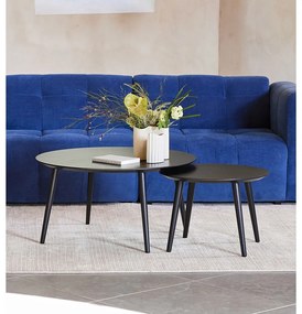 Măsuțe de cafea în culoare naturală 2 buc. rotunde cu aspect de lemn de stejar ø 88 cm Adda – Unique Furniture