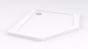 Cabina dus cu cadita de dus pentagonala Rea Diamond cu usa batanta 80x80 negru - alb