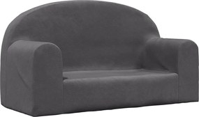 vidaXL Canapea pentru copii cu 2 locuri, antracit, pluș moale