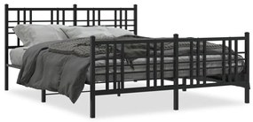 376344 vidaXL Cadru pat metalic cu tăblie de cap/picioare, negru, 150x200 cm