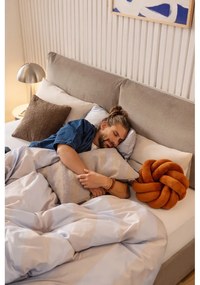 Pat matrimonial taupe tapițat cu spațiu de depozitare cu somieră 160x200 cm Thessa Pillow – Bonami Selection