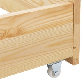Patut Marli 90 x 200 cm cu 2 sertare si grilaj sipci - natural