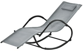 Outsunny Șezlong cu design contemporan, rocking chair ergonomic cu tetieră detasabilă, brațe și suport pentru picioare, acoperire textilen | Aosom Romania
