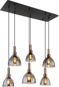 Globo 15550-6H - Lustră suspendată pe cablu MATTEA 6xE27/6W/230V negru/fumuriu