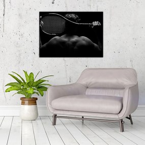 Tablou pe sticlă - Jucătorul de tenis (70x50 cm)