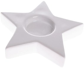 Suport de lumânări de Crăciun din ceramică  Astre alb, 11,5 x 11,5 cm