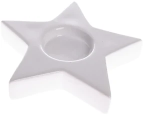 Suport de lumânări de Crăciun din ceramică  Astre alb, 11,5 x 11,5 cm