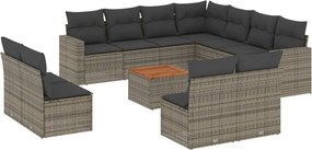 vidaXL Set canapea de grădină cu perne, 12 piese, gri, poliratan