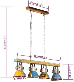 Lampa de tavan industriala 25 W, multicolor, 111 cm E27