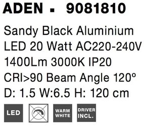 Aplica de perete LED design liniar Aden 120cm