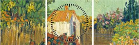 Tablou - Imitator of Vincent van Gogh, Landscape, reproducere (cu ceas) (90x30 cm)