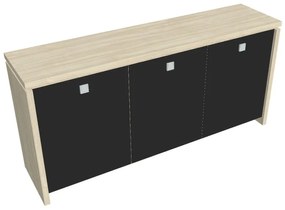 Dulap mic Verno 188 x 46 x 90 cm, uși de sticlă, salcâm / negru