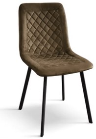 SET 4 Scaune Slim, structura metalica, catifea - ALBASTRU - CATIFEA - NEGRU - STANDARD