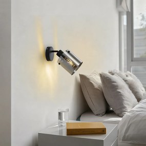 Spot de perete negru de design cu sticlă fumurie - Domo